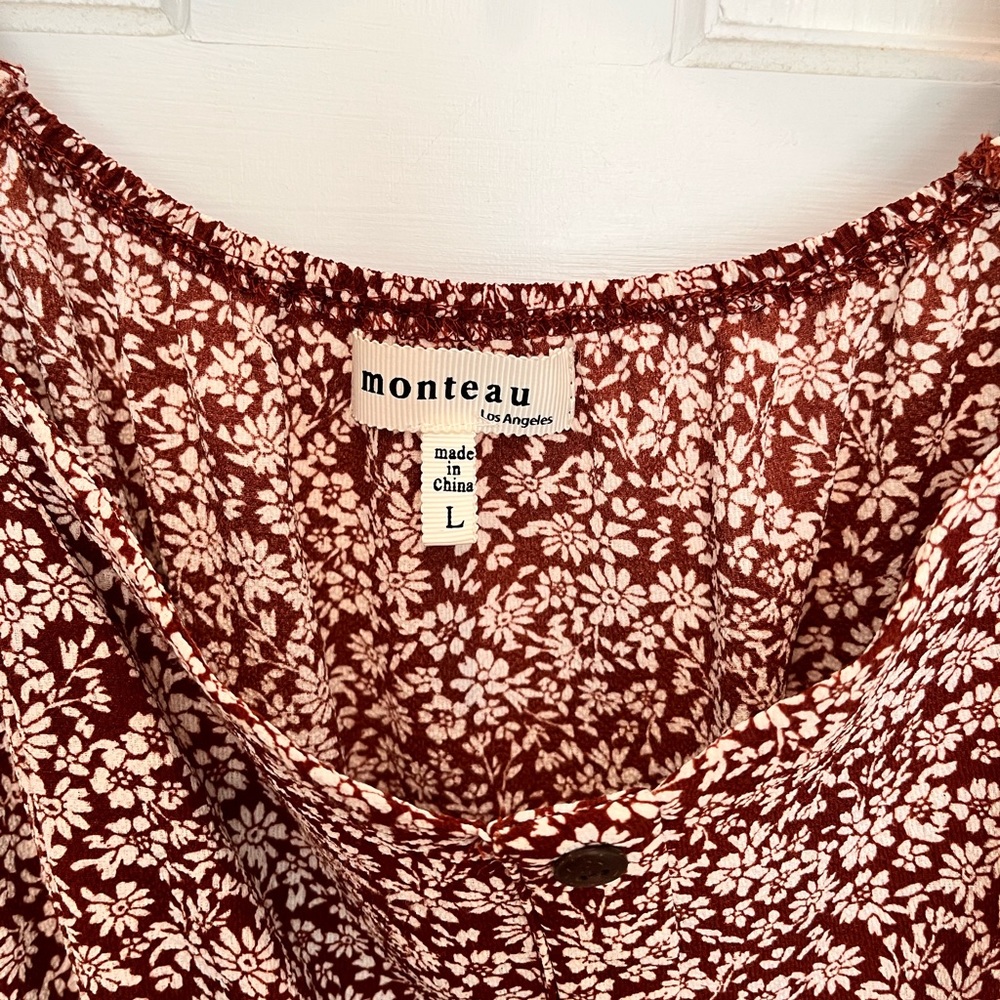 Button Down Square Neck Print Dress - image 3